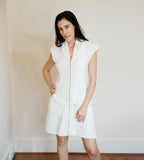 Woman wearing RoMia24 luxury zip-up robe alternative - front view